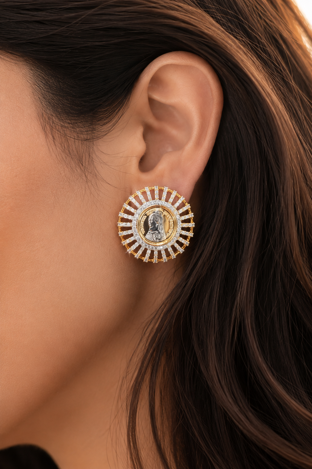 TOJ Everyday -  Gold Finish Ginni Gold Coin Stud Earrings