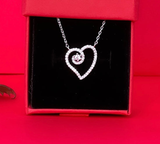 Valentines Exclusive Curvy Heart Pendant with Diamond on Pure 925 Silver