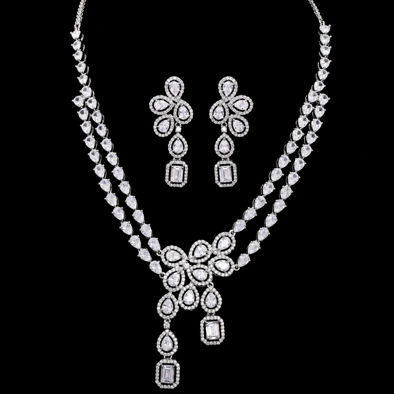 TOJ Everyday - Samara Premium Dual Solitaire Statement Necklace Set