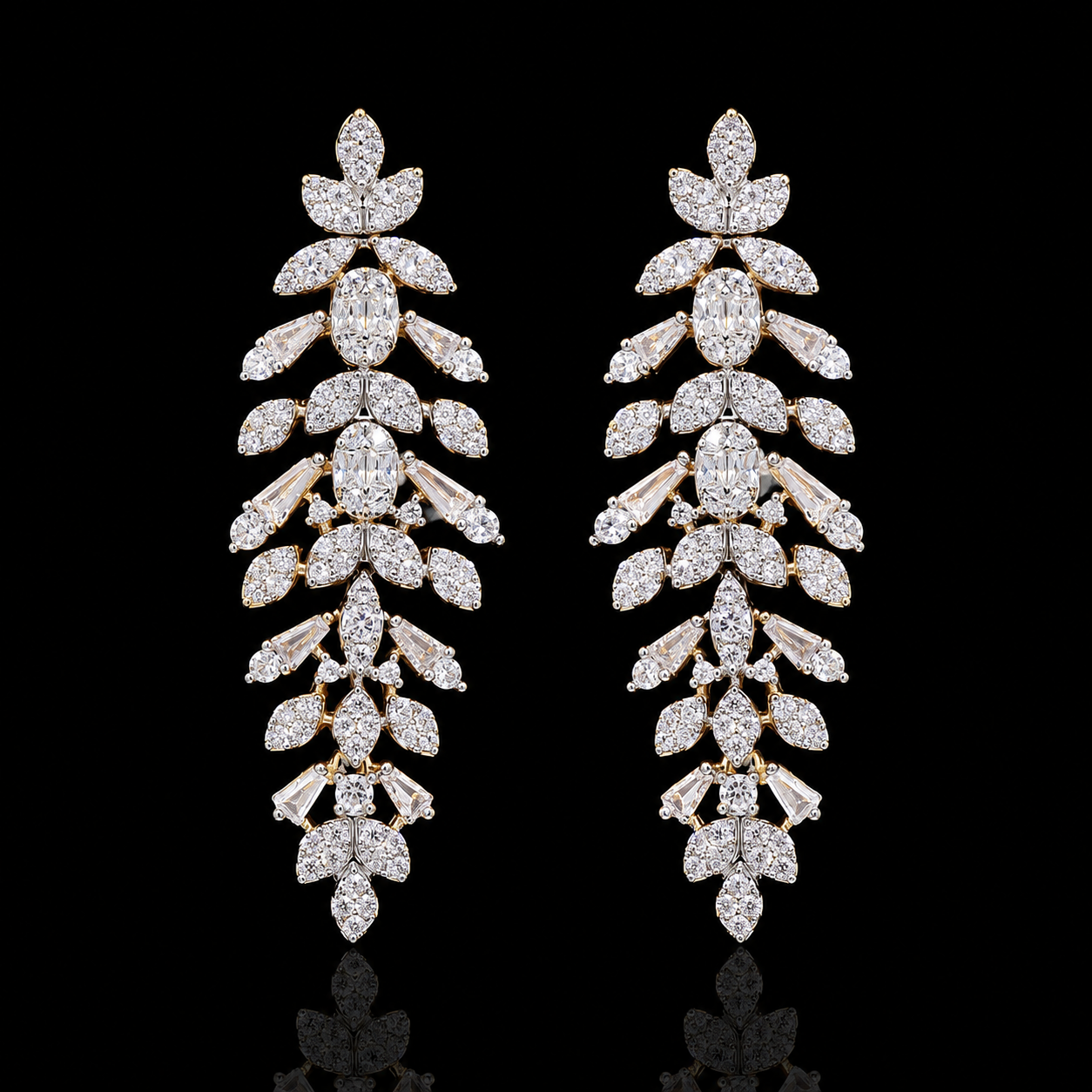 TOJ Everyday - Premium Solitaire Pointer and Octa Setting Yuvi Gold Finish Bridal Necklace Set with Earrings