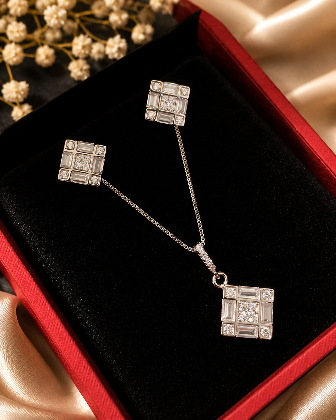 Italian Setting Serra Diamond Pendant Set on Pure 925 Silver