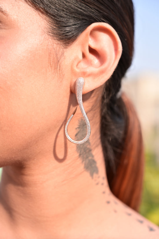 Rose Gold Micro Setting Party Earrings on Pure 925 Silver