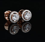 1.3 Carat Rose Gold Halo Solitaire Studs on 925 Silver