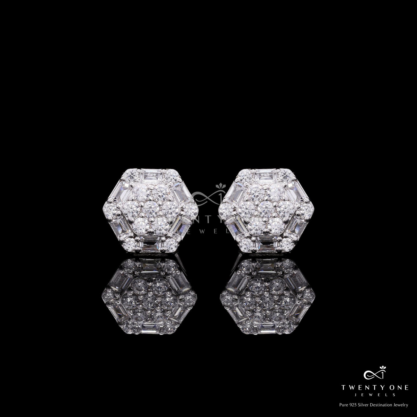 Ruth American Diamond Studs on Pure 925 Silver