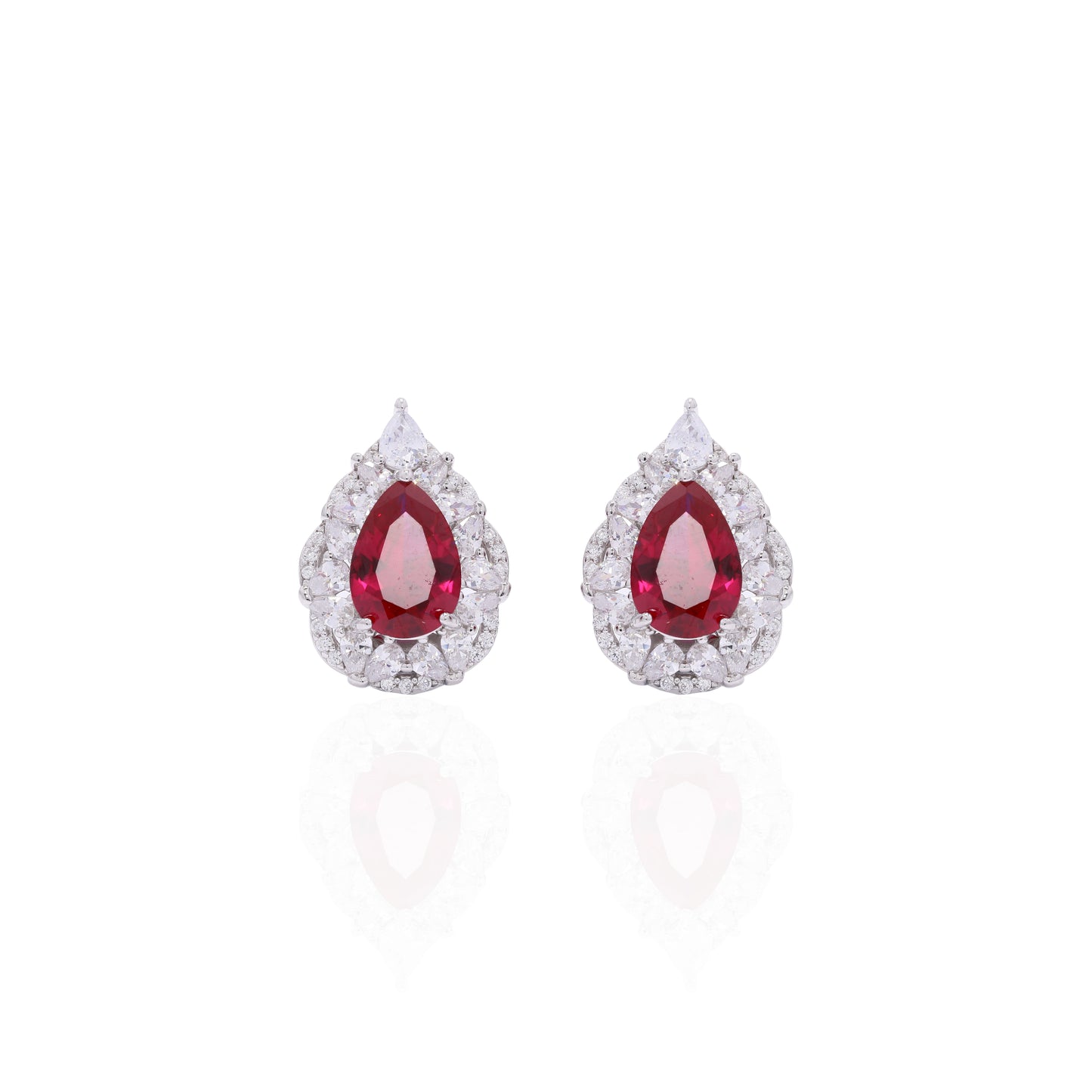 Ultra Premium Blood Red 2 Carat Hydro Ruby Drop Solitaire Gravita Stud Earrings on Pure 925 Silver