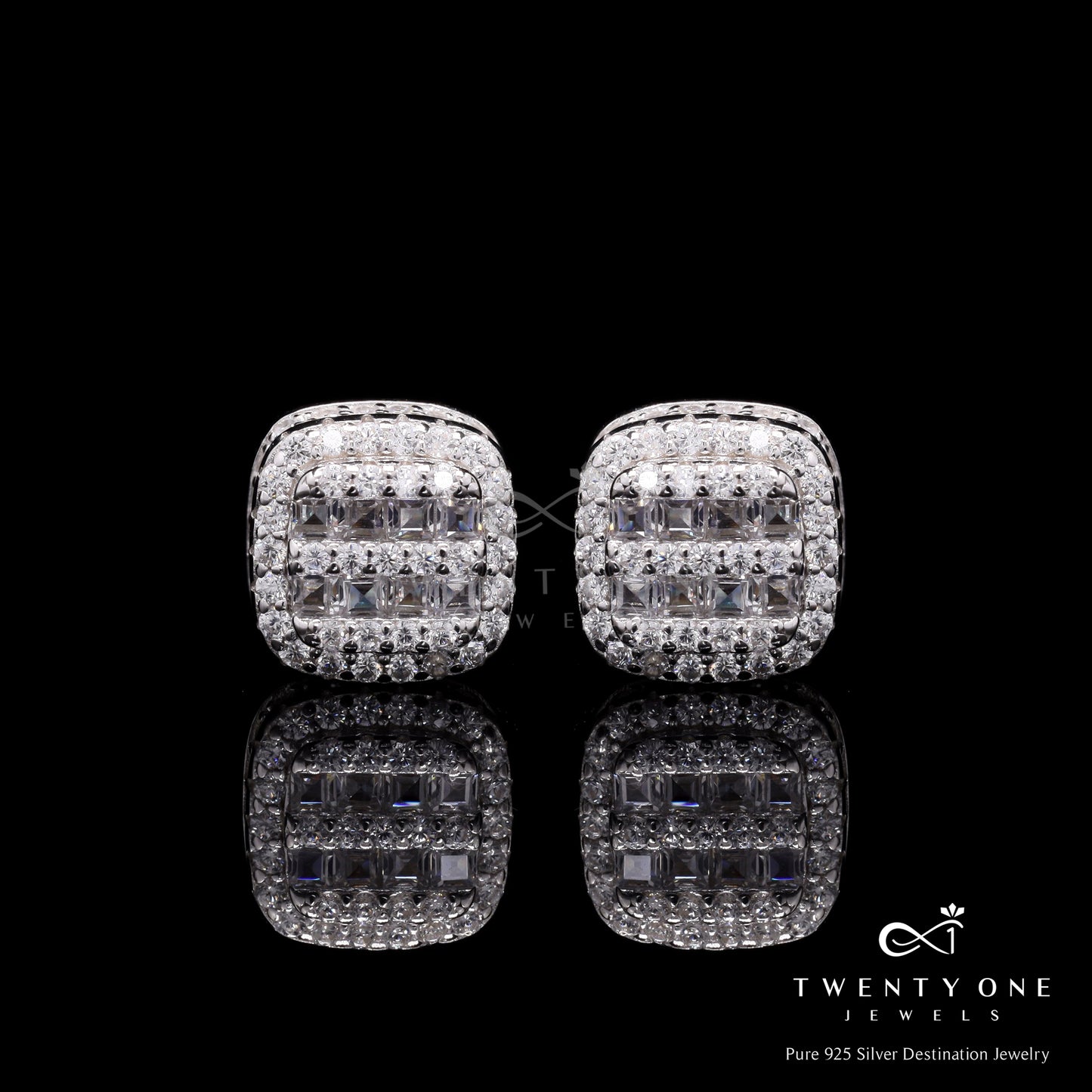 American Diamond Vanessa Studs on Pure 925 Silver