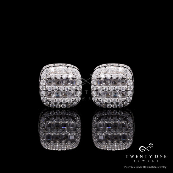 American Diamond Vanessa Studs on Pure 925 Silver
