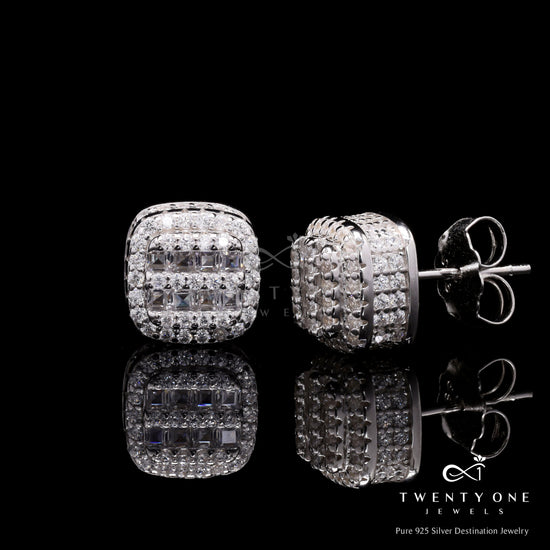 American Diamond Vanessa Studs on Pure 925 Silver