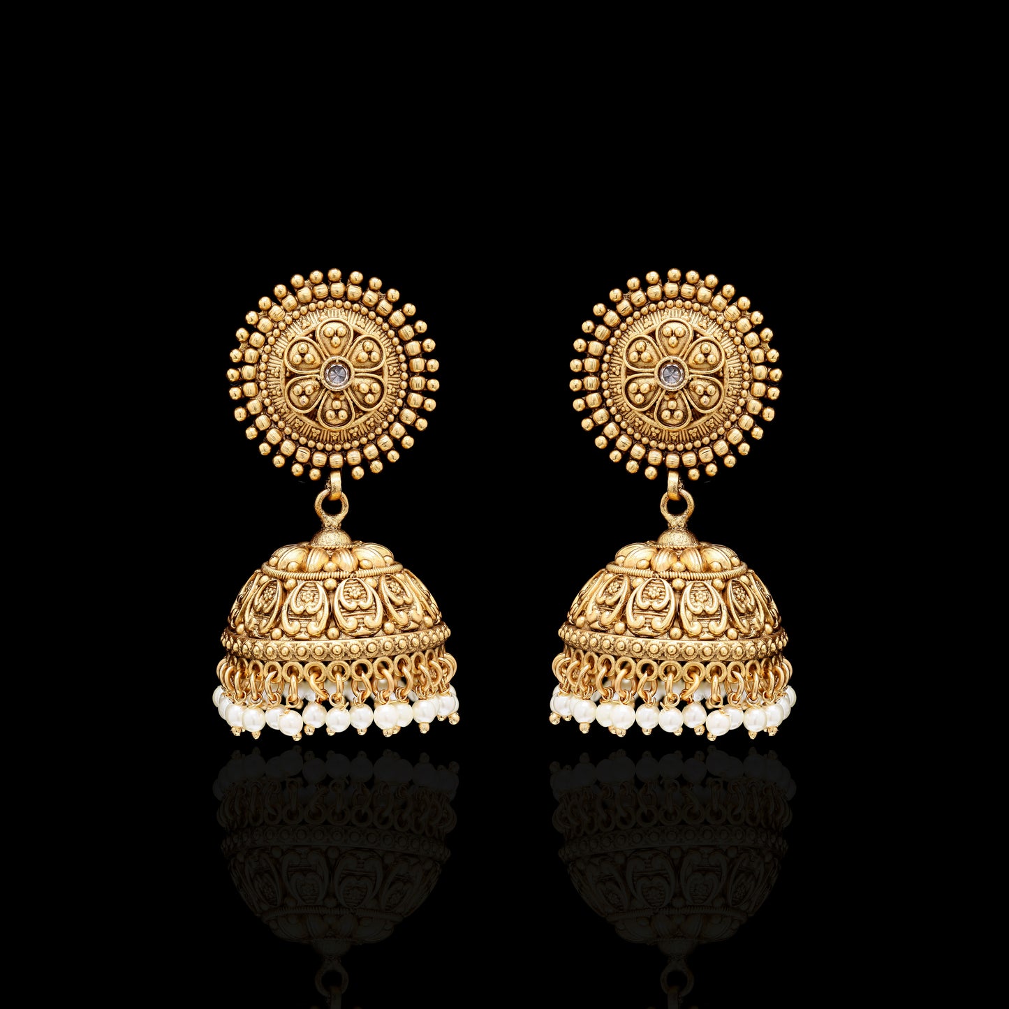 Festive Exclusive Gold Finish Surya Jhumki Earrings