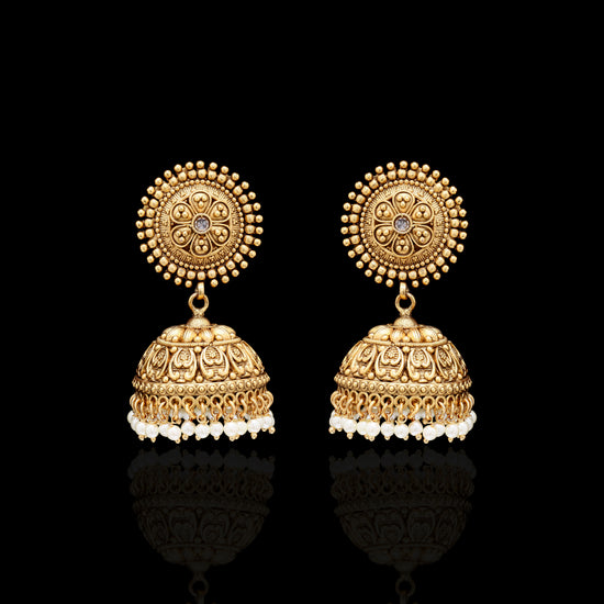 Festive Exclusive Gold Finish Surya Jhumki Earrings