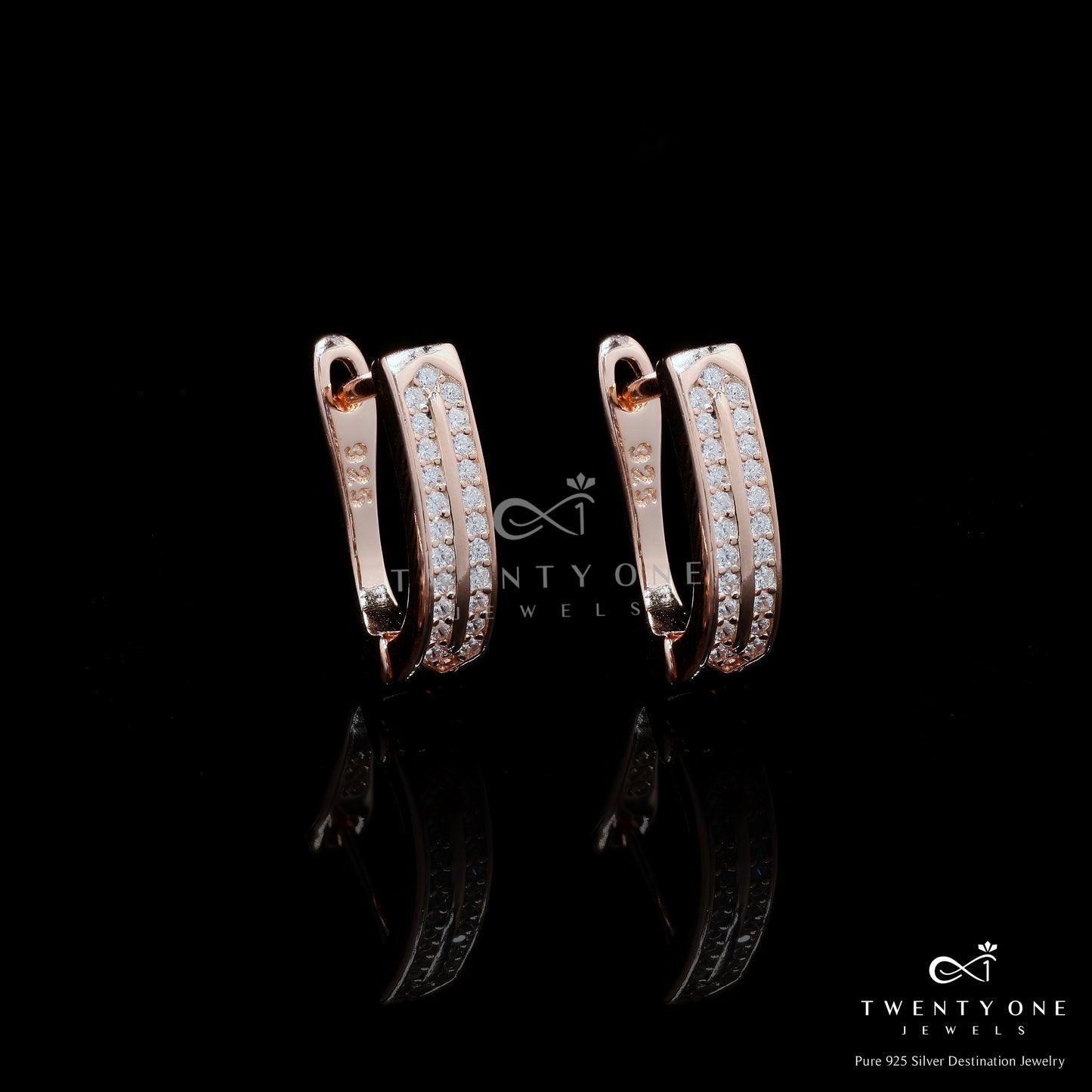 Classic Senona Rose Gold Huggie Hoops on Pure 925 Silver