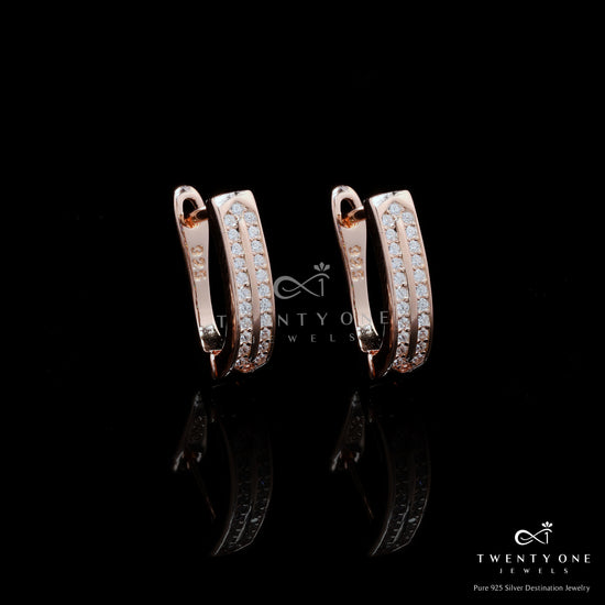 Classic Senona Rose Gold Huggie Hoops on Pure 925 Silver