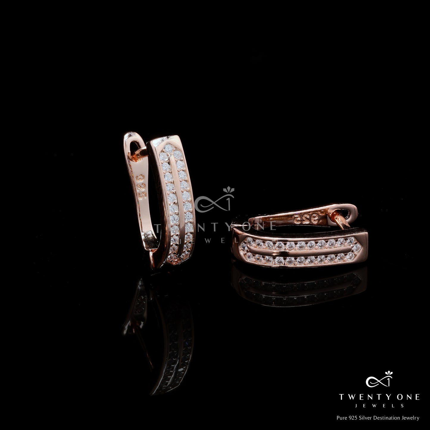 Classic Senona Rose Gold Huggie Hoops on Pure 925 Silver