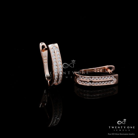 Classic Senona Rose Gold Huggie Hoops on Pure 925 Silver