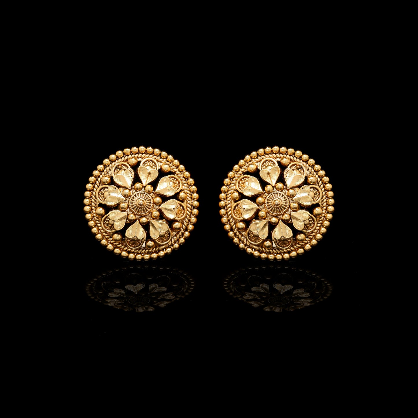 Festive Exclusive Gold Finish Chitra Classic Round Studs