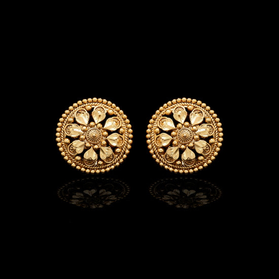 Festive Exclusive Gold Finish Chitra Classic Round Studs