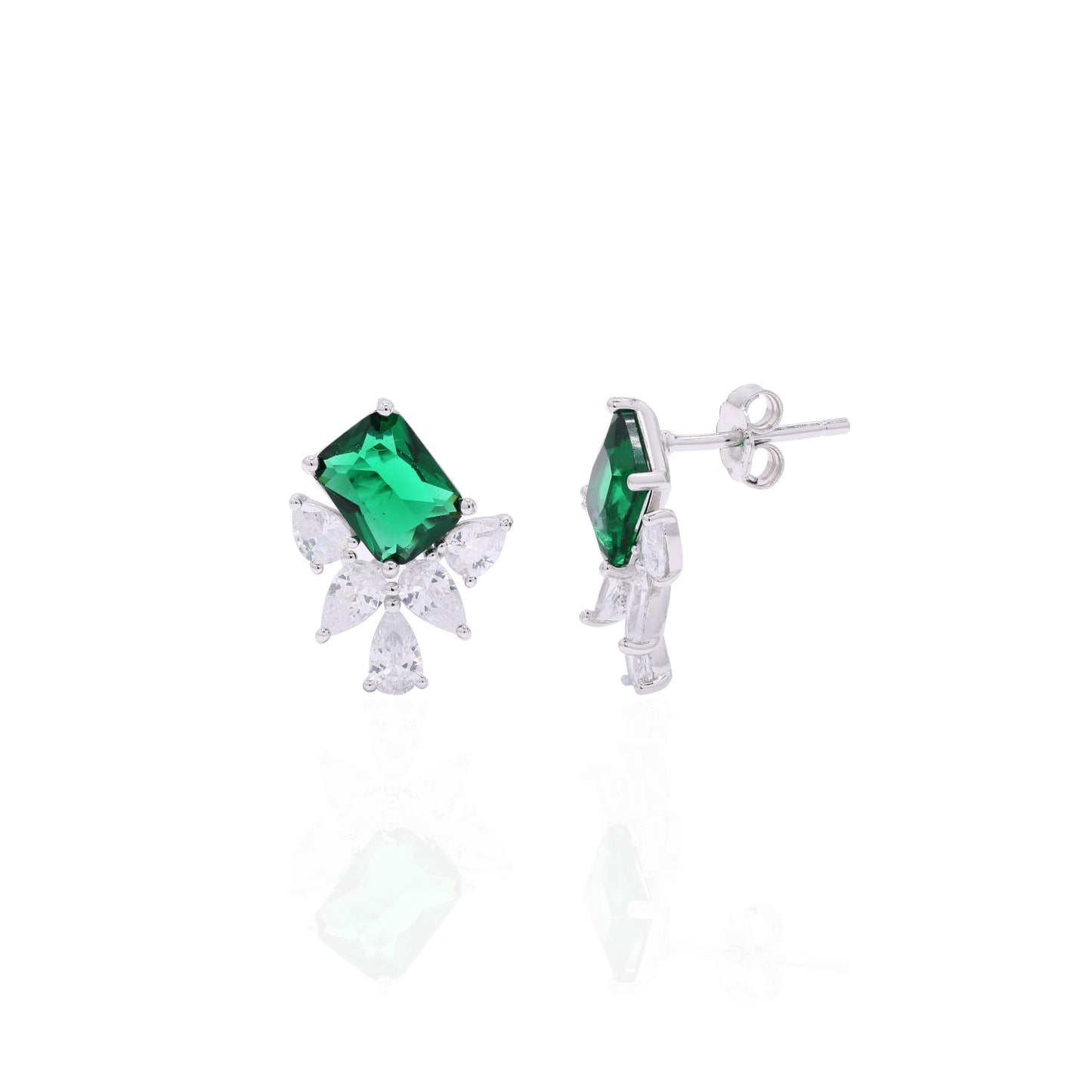 Ultra Premium Hydro Emerald Drop Solitaire Crystal Earrings on Pure 925 Silver