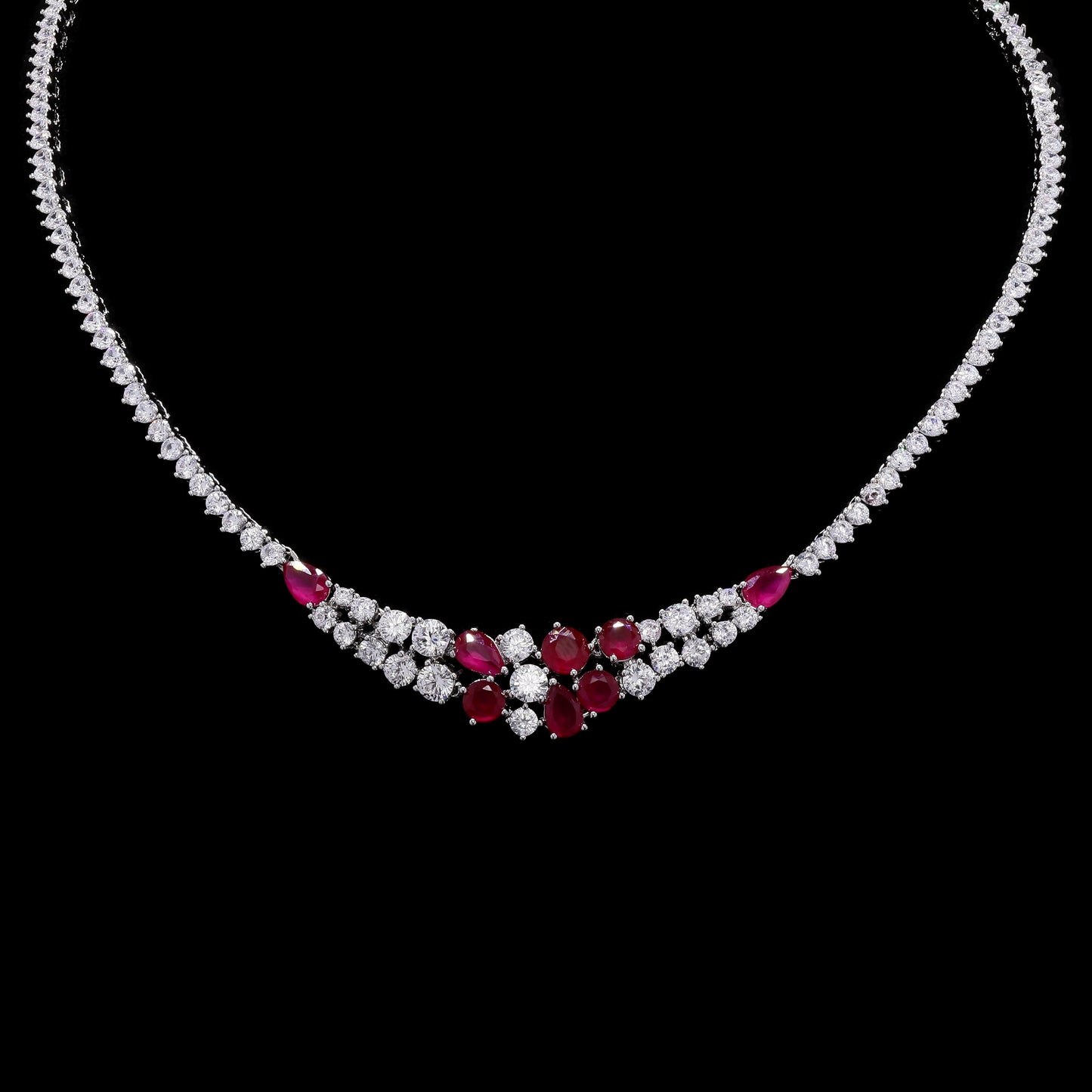 TOJ Everyday - Ruby and Diamond Bridal Necklace Set