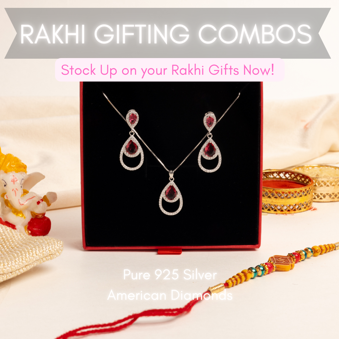 Ruby Raisa Pendant Set on Pure 925 Silver
