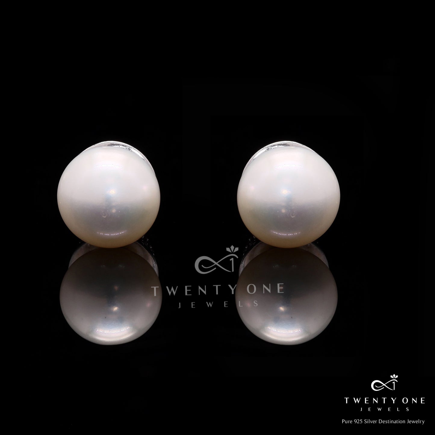 Fresh Water Pearl Push Pin Style Fiesta Earrings on Pure 925 Silver