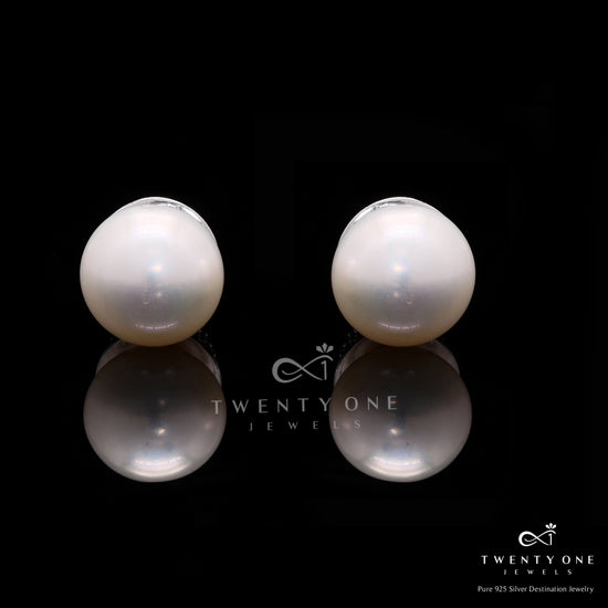 Fresh Water Pearl Push Pin Style Fiesta Earrings on Pure 925 Silver