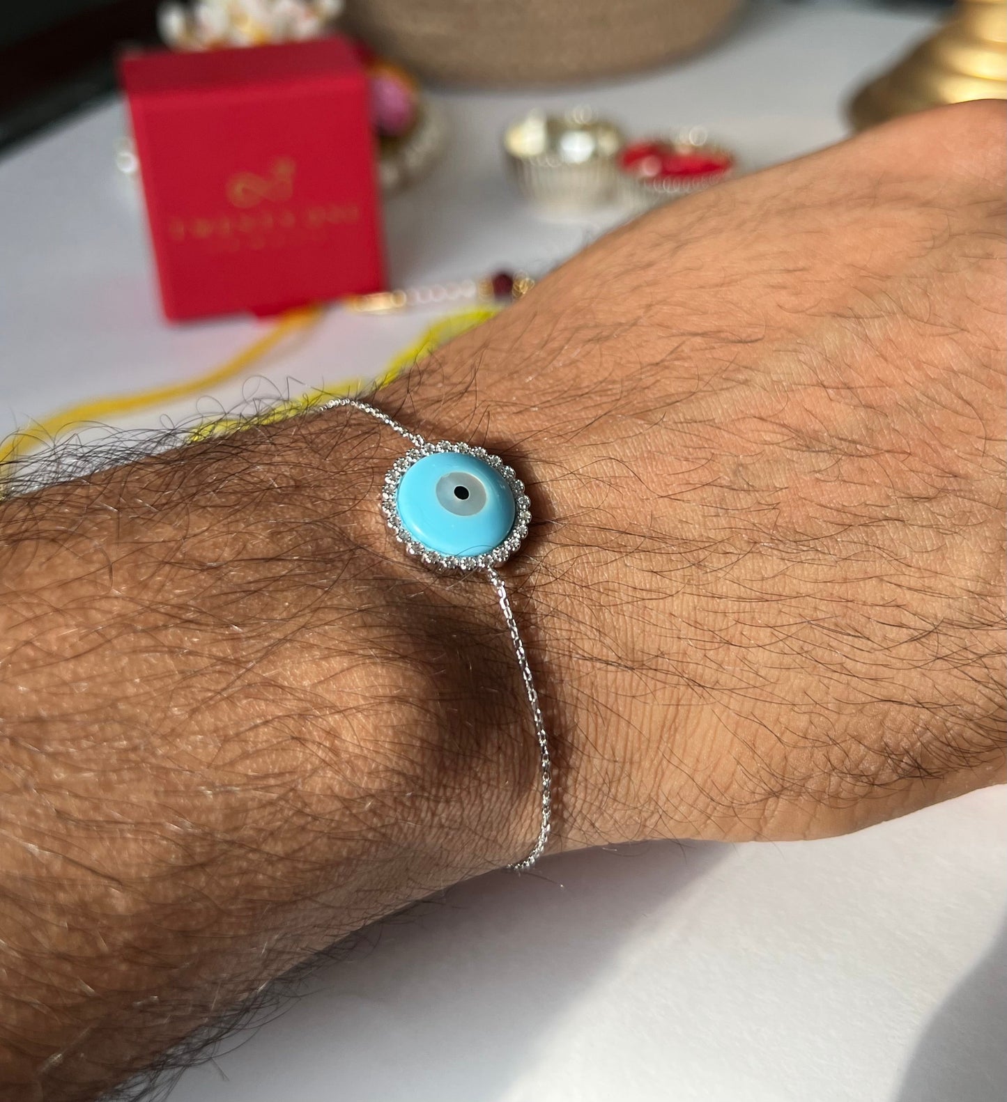 925 Silver Evil Eye Adjustable  Bracelet