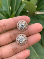 Rose Gold Diamond With Baguette Lisha Studs on 925 Silver