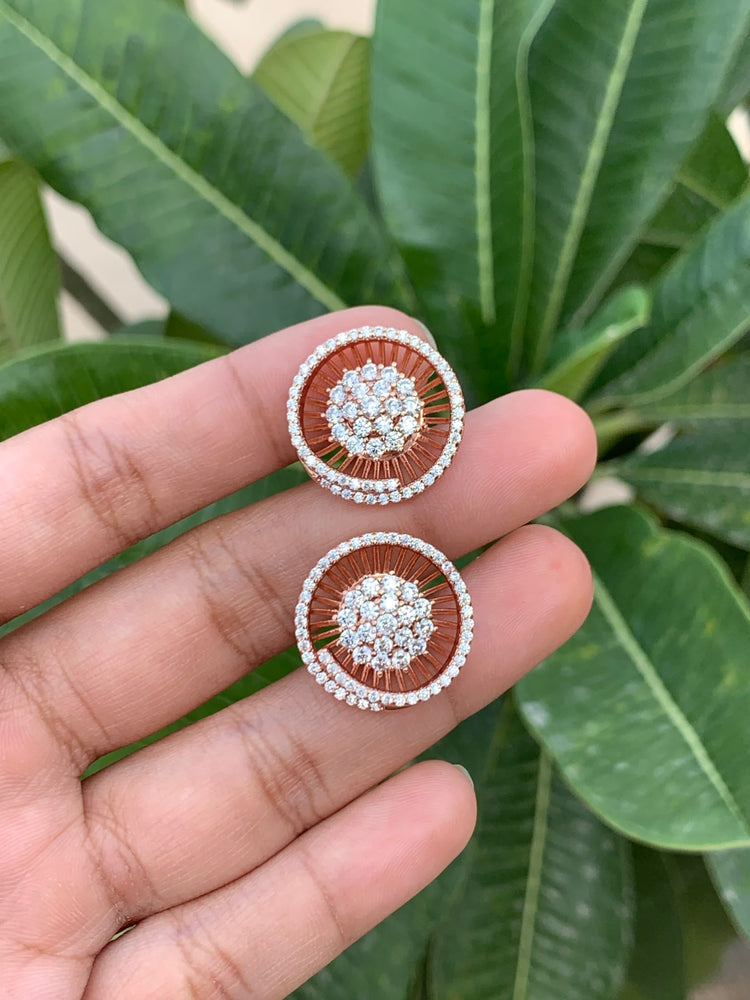 Rose Gold Spiral Romy Studs On 925 Silver