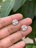 Rose Gold Diamond Studded Roza Studs On 925 Silver
