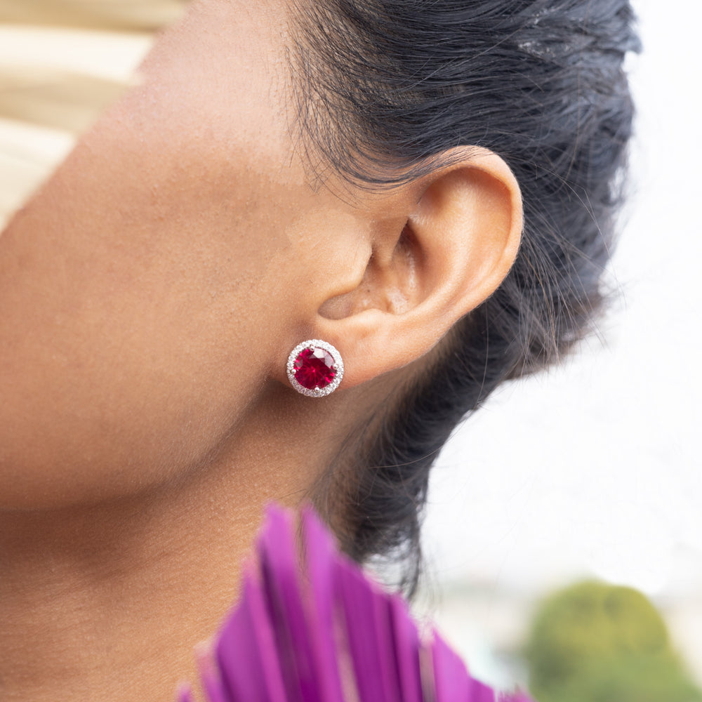 2 Carat Detachable Ruby Solitaire Belissa Studs on Pure 925 Silver