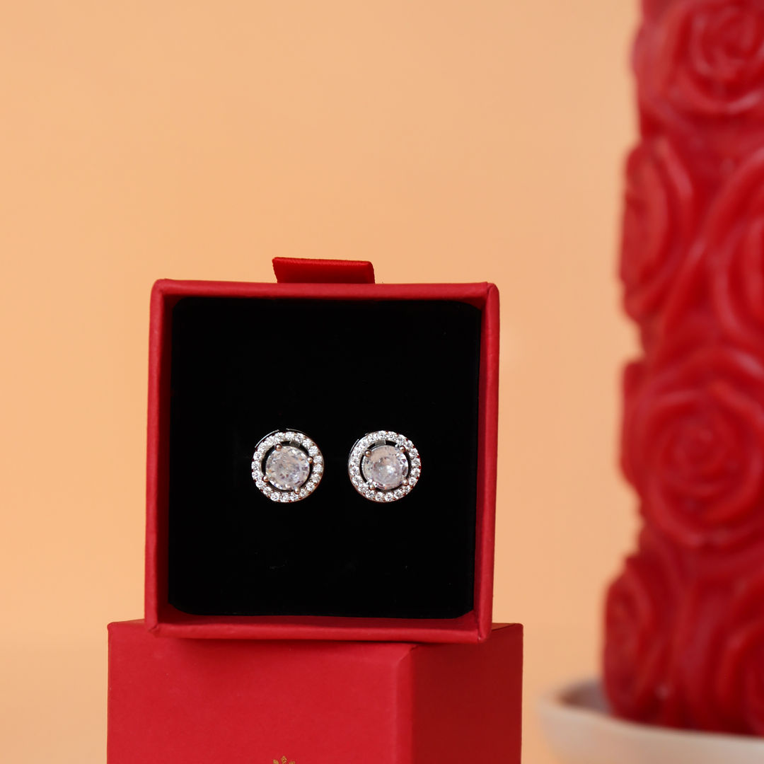 Rose Gold Light Range 1 Carat Halo Studs With Push Back