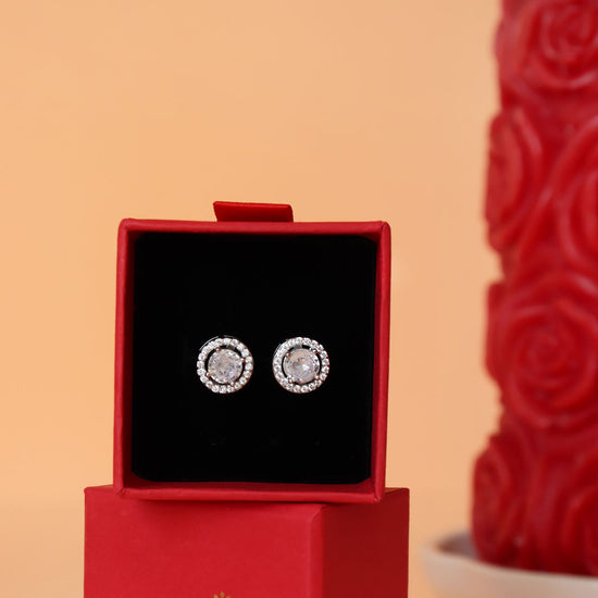 Rose Gold Light Range 1 Carat Halo Studs With Push Back