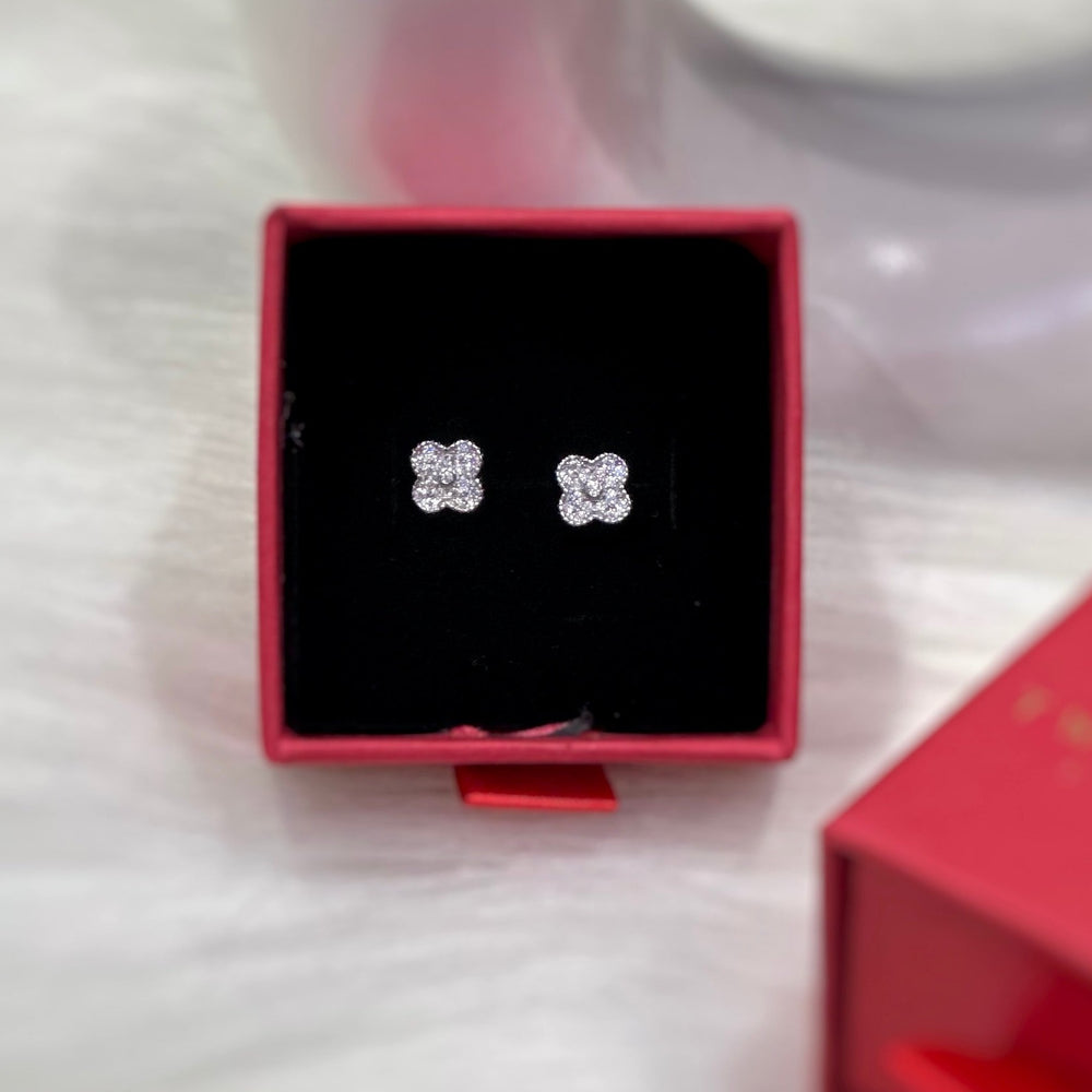 Diamond Studded Clover Penny Studs