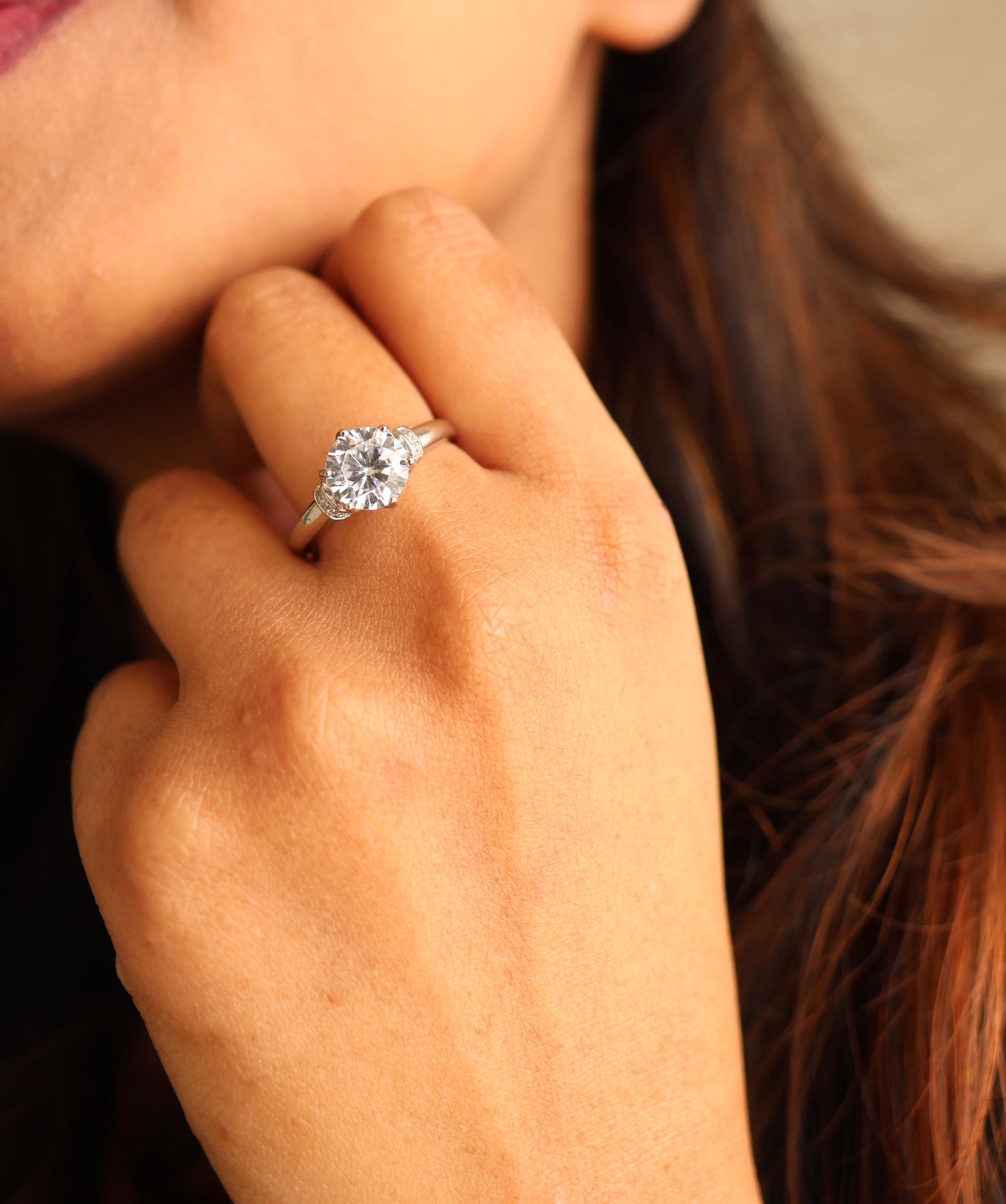 TOJ Everyday - Adjustable American Diamond 1.75 Carat Solitaire Mia Anti Tarnish Ring ( Fits all Sizes )