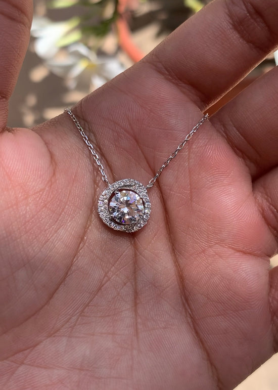 1.5 Carat Solitaire Austin Pendant with Chain on Pure 925 Silver
