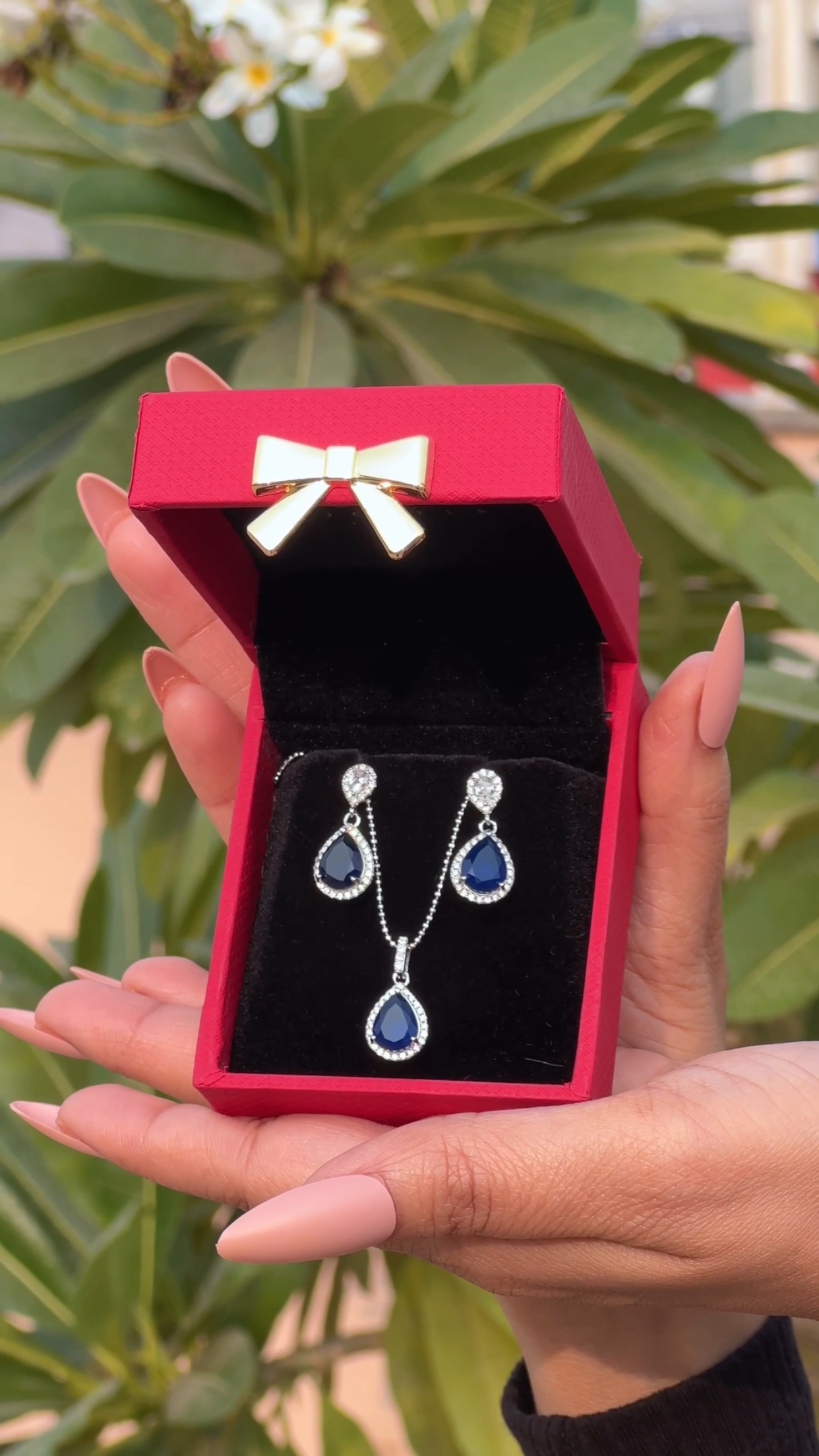 Blue Sapphire Filipino Pendant Set On 925 Silver