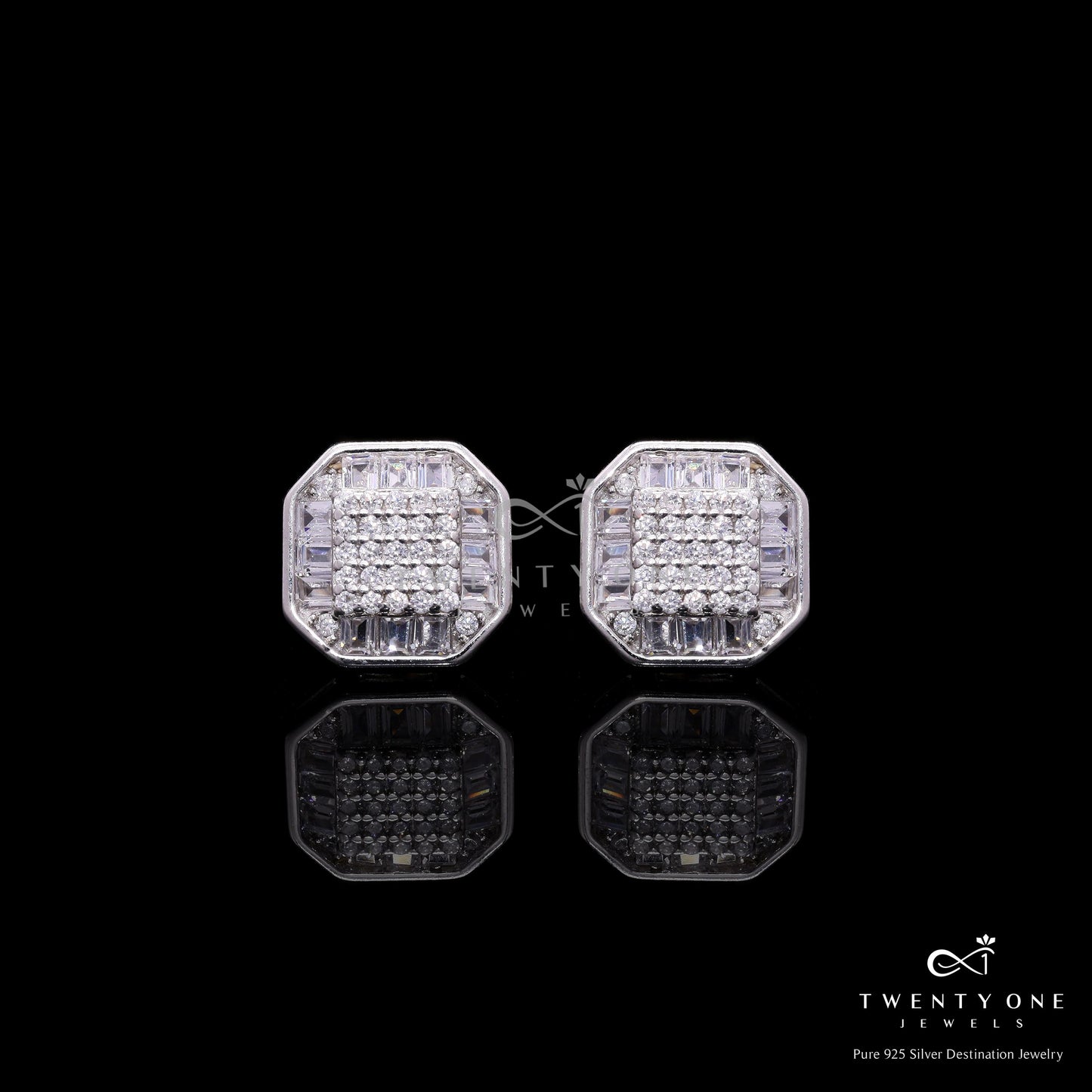 Italian Setting American Diamond Briana Studs on Pure 925 Silver