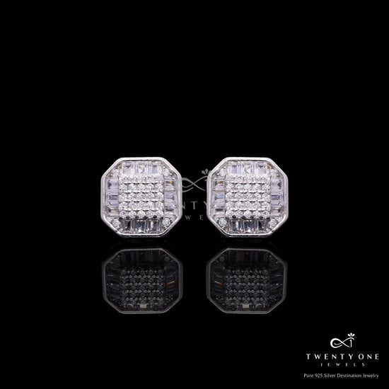 Italian Setting American Diamond Briana Studs on Pure 925 Silver