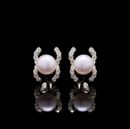 Luxury Brand Inspired Fresh water Pearl Ada Stud on pure 925 Silver