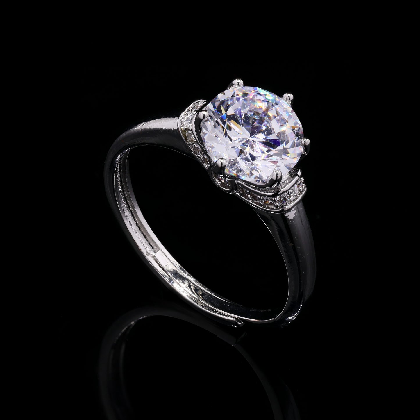 TOJ Everyday - Adjustable American Diamond 1.75 Carat Solitaire Mia Anti Tarnish Ring ( Fits all Sizes )