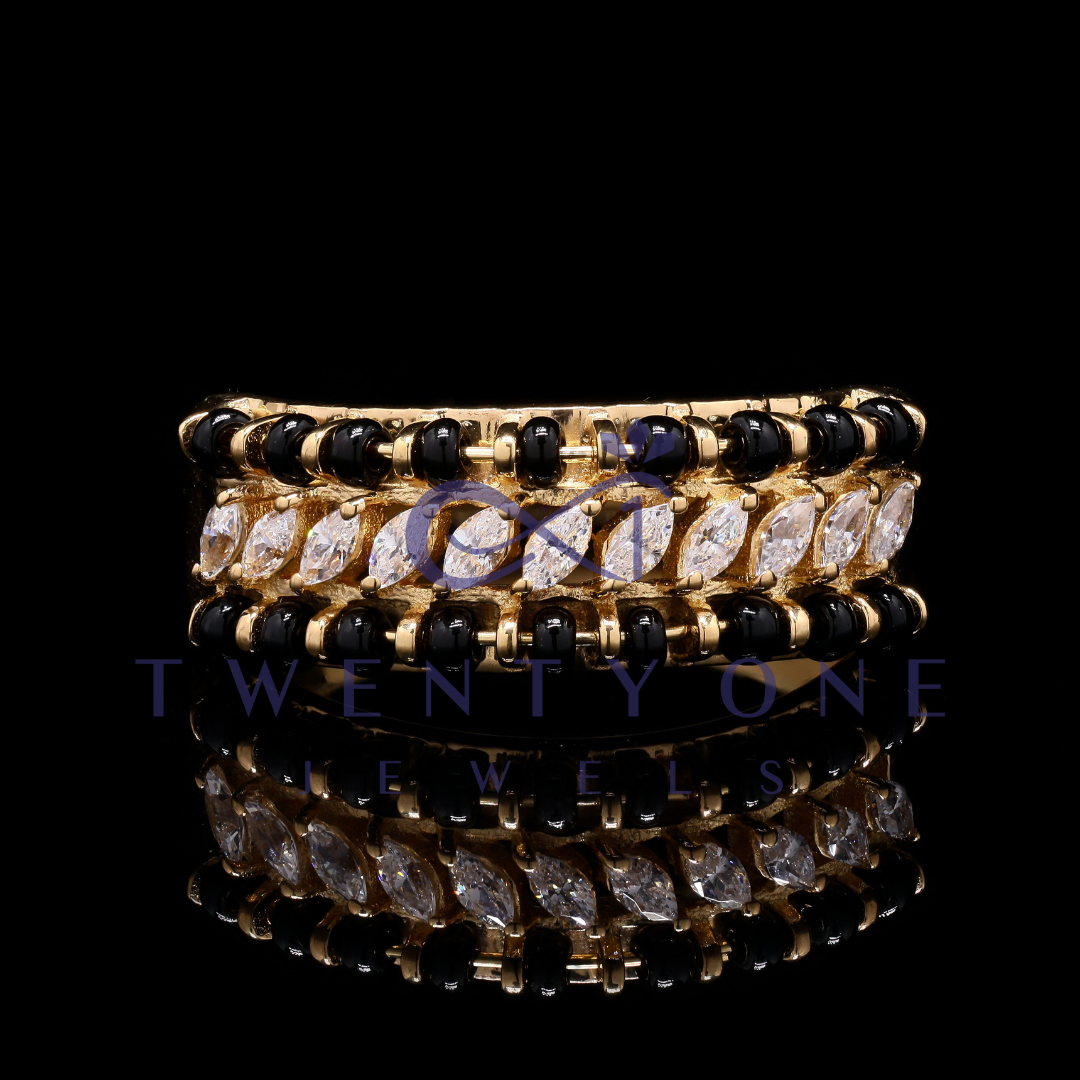 18k Gold Finish Tara Mangalsutra Ring on Pure 925 Silver
