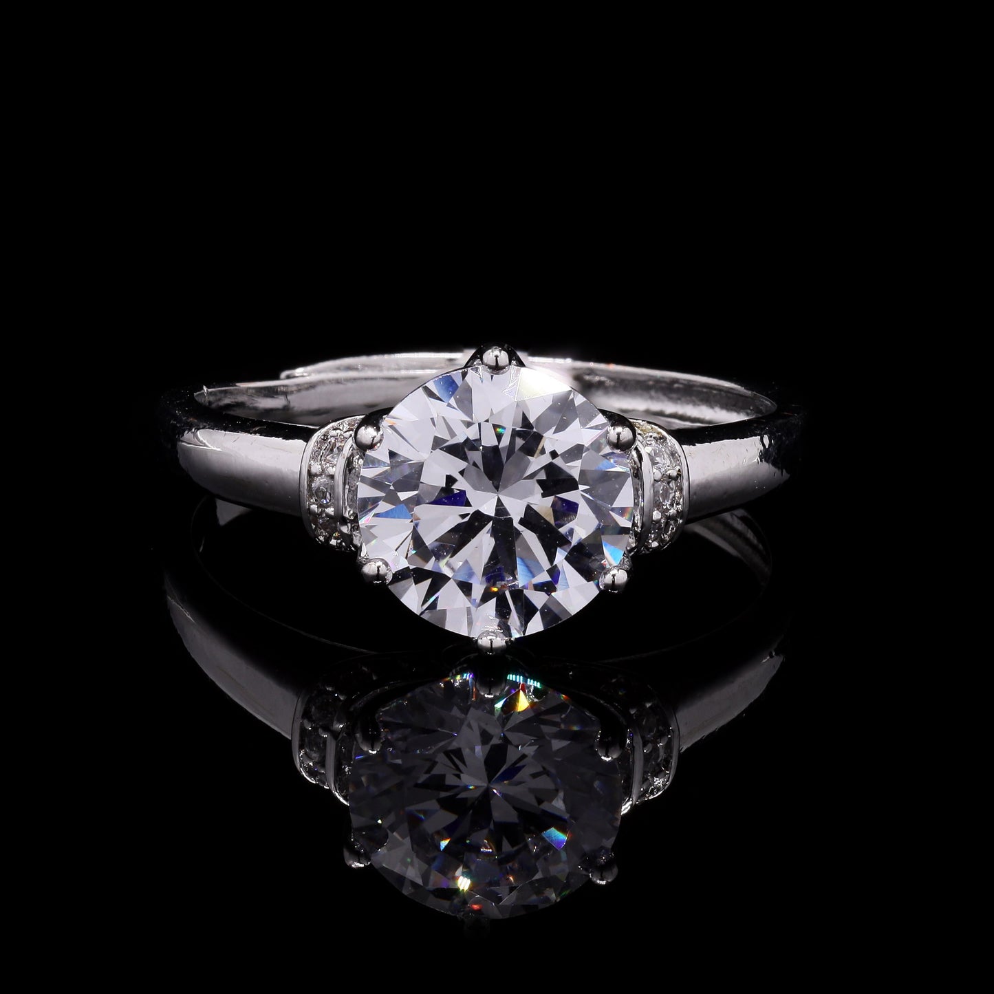 TOJ Everyday - Adjustable American Diamond 1.75 Carat Solitaire Mia Anti Tarnish Ring ( Fits all Sizes )