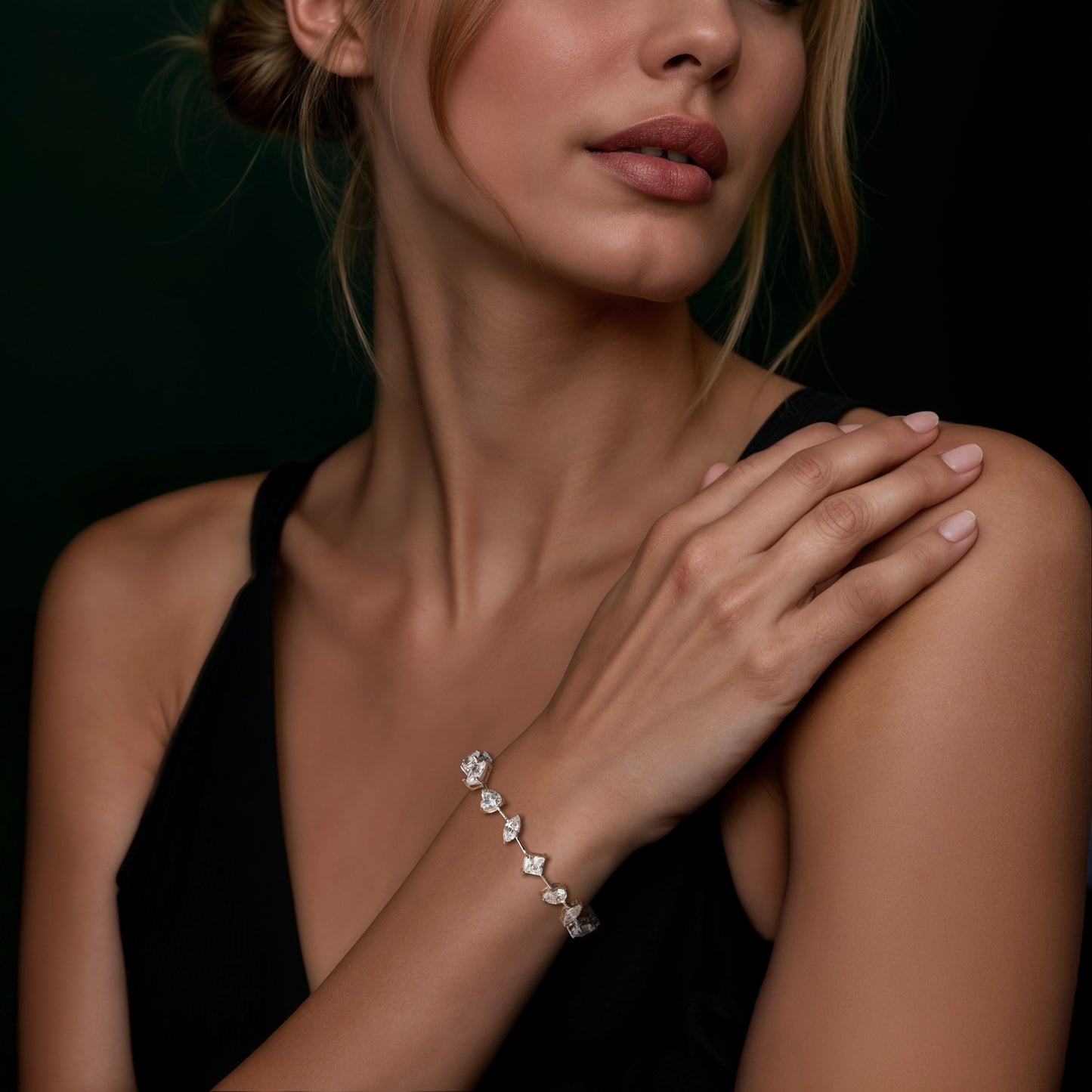 Premium Multi Solitaire American Diamond Tennis Bracelet on Pure 925 Silver.
