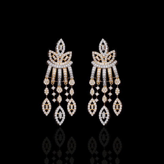 Ultra Premium Dual Tone Pressure Setting Bridal Necklace Set with Earrings on Pure 925 Silver