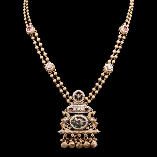 Festive Exclusive Antique Gold Finish Dholakia Necklace Set with Earrings