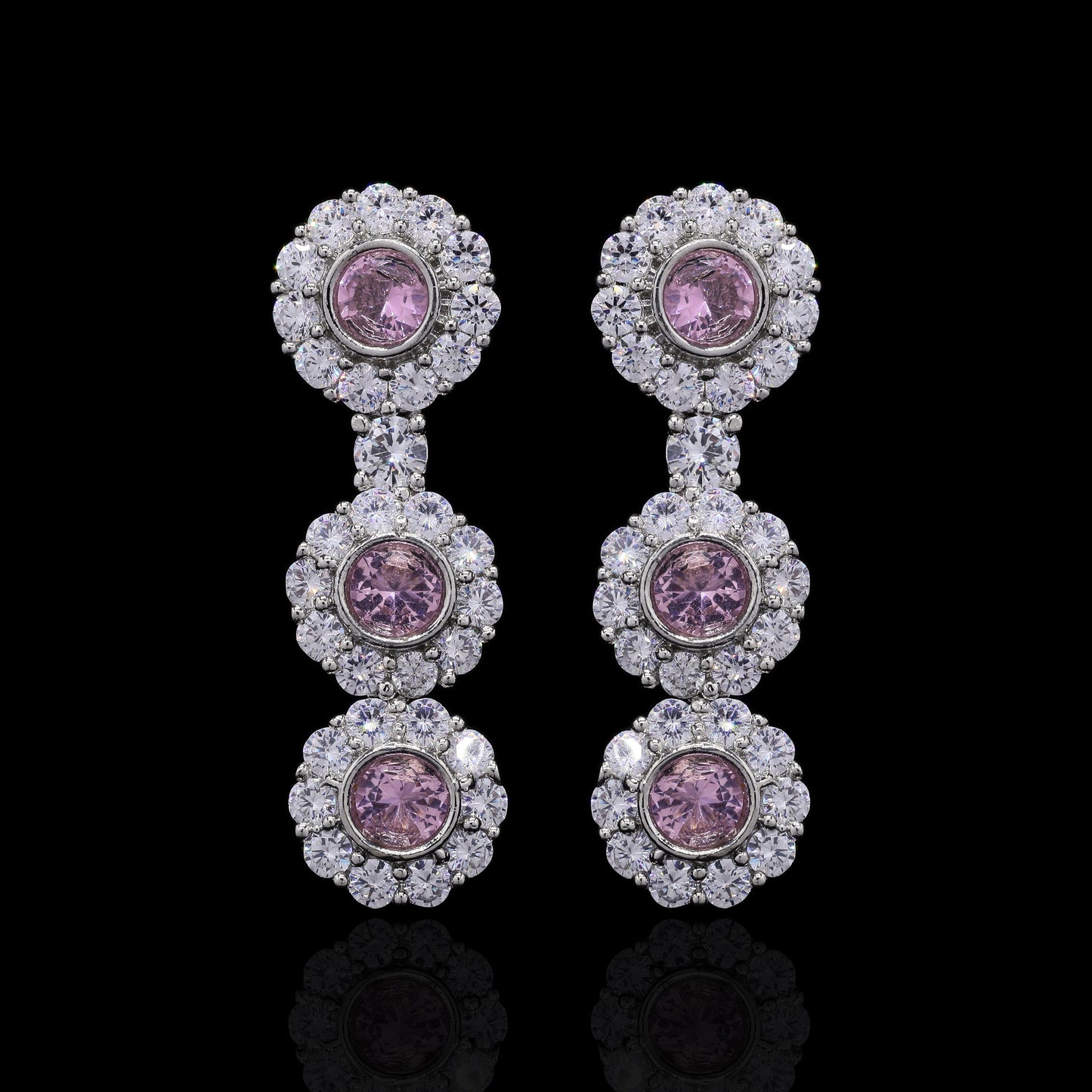TOJ Everyday - Pink Diamond Choker Necklace Set with Earrings for Women