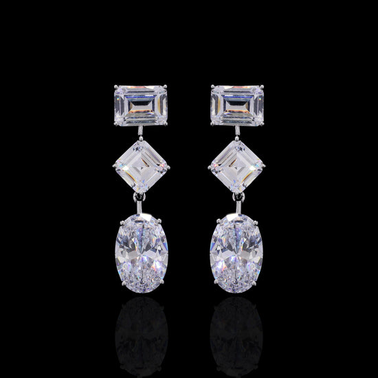 Ultra Premium Far Sized Multi Solitaire Bridal Necklace Set with Earrings on Pure 925 Silver