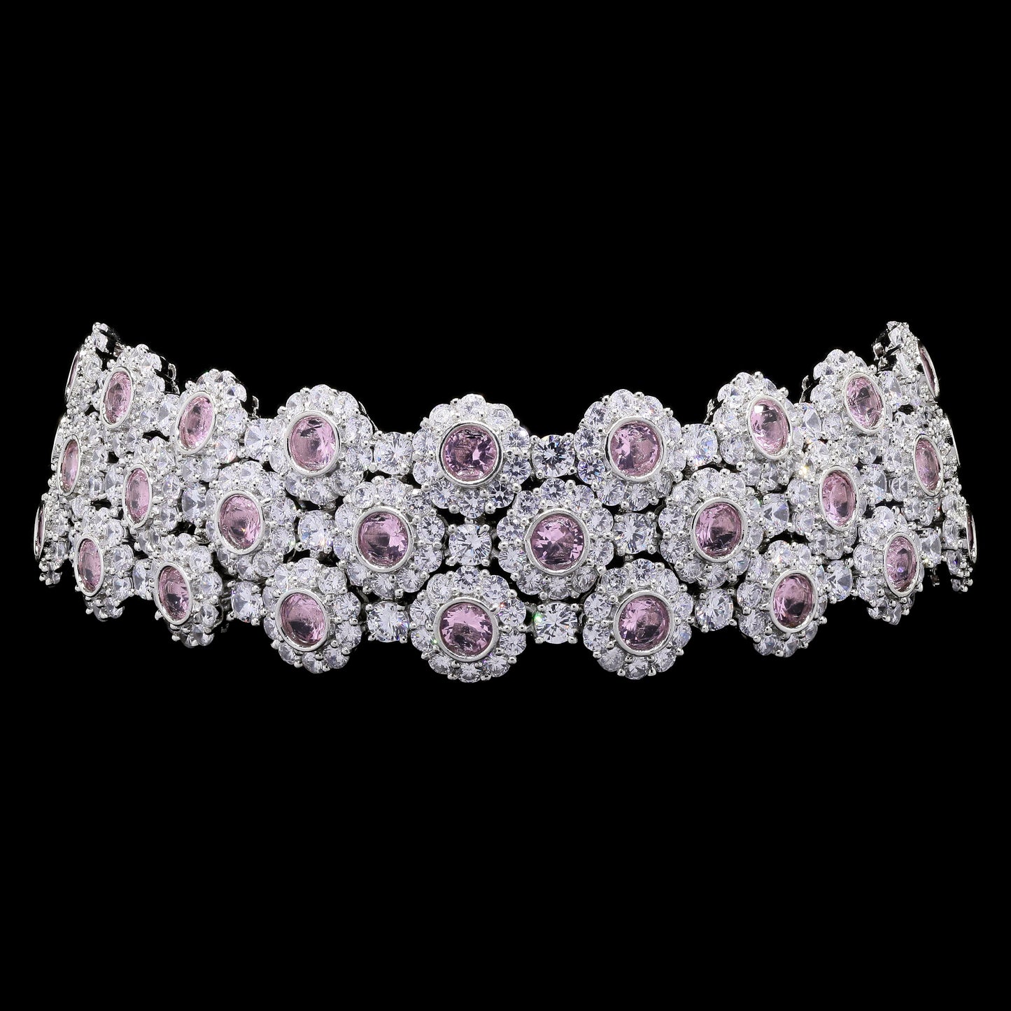 TOJ Everyday - Pink Diamond Choker Necklace Set with Earrings for Women