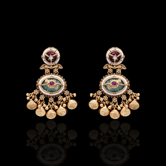 Festive Exclusive Antique Gold Finish Dholakia Necklace Set with Earrings