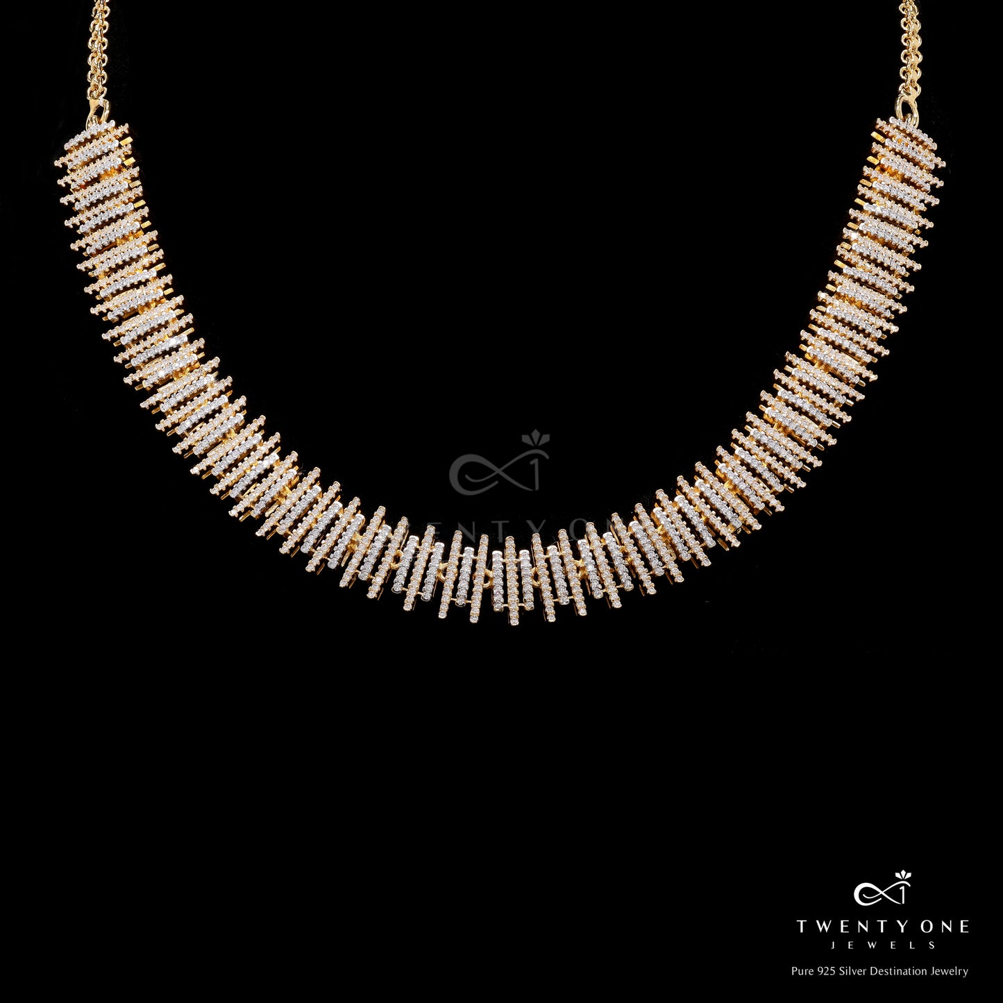 Dual Tone Pure 925 Silver Necklace Set
